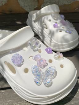 12 cute style transparent purple Bear garden shoes Shoe accessories DIY shoe flower, women's beach shoes decorative buckle