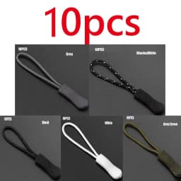 10pcs Replacement Zipper Clip Broken Buckle Zipper Pull Puller End Rope Tag Fixer Zip Cord for Travel Bag Suitcase Tent Backpack