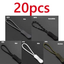 10pcs Replacement Zipper Clip Broken Buckle Zipper Pull Puller End Rope Tag Fixer Zip Cord for Travel Bag Suitcase Tent Backpack