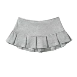 Mooyufon Fabric Y2K Mini Skirt Women Low Waist Wide Pleat Light Grey Sexy Vintage A-line Pleated Skirt Casual Skort Summer