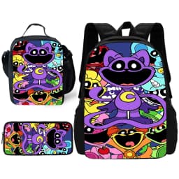 Child School Cute For Smilings Critters Backpack with Lunch Bags ,Pencil Bags ,School Bags for Boys Girls Best Gift