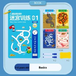 64 Pages Educational Games Kids Concentration Maze Training Book Reusable Practice Copybook