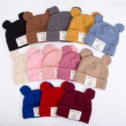 Cute Bear Ear Baby Turban Hats for Newboorn Boys Girls Faux Cashmere Label Caps Beanies Autumn Winter Infant Bonnets