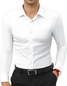 50-130KG non-ironing four-sided elastic men's shirt fashion business dress casual men's long-sleeved solid color shirt
