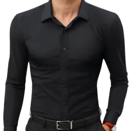 50-130KG non-ironing four-sided elastic men's shirt fashion business dress casual men's long-sleeved solid color shirt