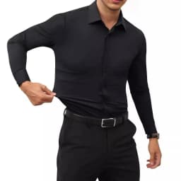50-130KG non-ironing four-sided elastic men's shirt fashion business dress casual men's long-sleeved solid color shirt
