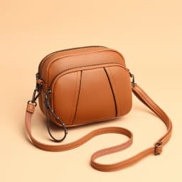 Solid Color Fashionable Rivet Zipper Women's Mobile Phone Bag Simple Soft Leather Shoulder Crossbody Small Square Bag Handbag