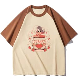 Strawberry t-shirts women elegant Tee girl Japanese graphic streetwear clothing