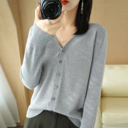 Early Autumn New Andy Cashmere Knit Cardigan V-Neck Solid Color Fashion High-Grade Comfortable Loose Casual Knitwear -GH021