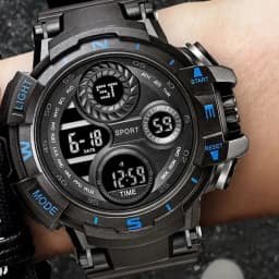 YIKAZE Sports Watch for men Black Dial Military Digital Watch Luminous Date Chronograph Alarm Clock Student Kids Man Wristwatch