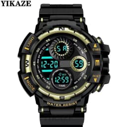 YIKAZE Sports Watch for men Black Dial Military Digital Watch Luminous Date Chronograph Alarm Clock Student Kids Man Wristwatch