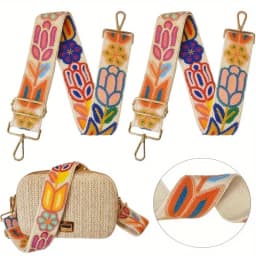 Hand Embroidered Vintage Style Shoulder Strap Multipurpose Fashion Purse Handbags Accessories Adjustable Comfort Accessory Strap