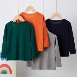 Children's Autumn Solid Color Simple Joker Long Sleeve T-Shirt Boys Casual Sports Shirt Girls Fashion Round Neck Sweater