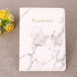 Women Men Passport Cover Pu Leather Marble Style Travel ID Credit Card Passport Holder Ticket Protective Packet Bag Wallet Pouch