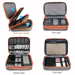 Multi Layer Cable Storage Bag, Electronic Accessories Organizer, Portable Travel Cable Organizer Case for iPad Cable Charger