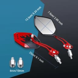 1Pair Universal Motocycle Rear View Adjustable Side Mirrors for Handlebars Aluminum Flame Pattern with 8mm/10mm Screws
