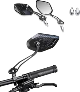 1Pair Universal Motocycle Rear View Adjustable Side Mirrors for Handlebars Aluminum Flame Pattern with 8mm/10mm Screws