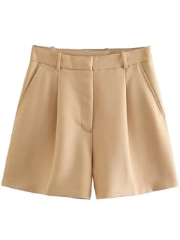 Willshela Women Fashion White Pleated Front Zipper Shorts Vintage High Waist Female Chic Lady Shorts
