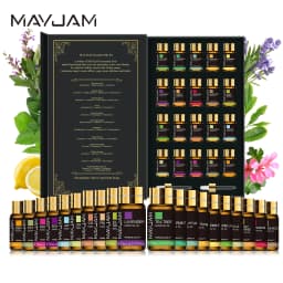 MAYJAM 20 Bottles Essential Oils Kit Set Lavender Jasmine Eucalyptus Vanilla Sandalwood Sweet Orange Geranium Patchouli
