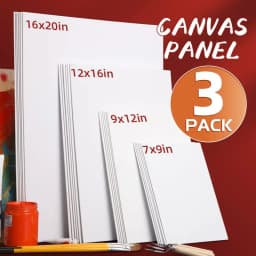 3 Pack Canvas Panels, Blank Board Panels for Acrylic, Oil, Watercolor, Tempera Painting,Primed Acid-Free for Students,Adults