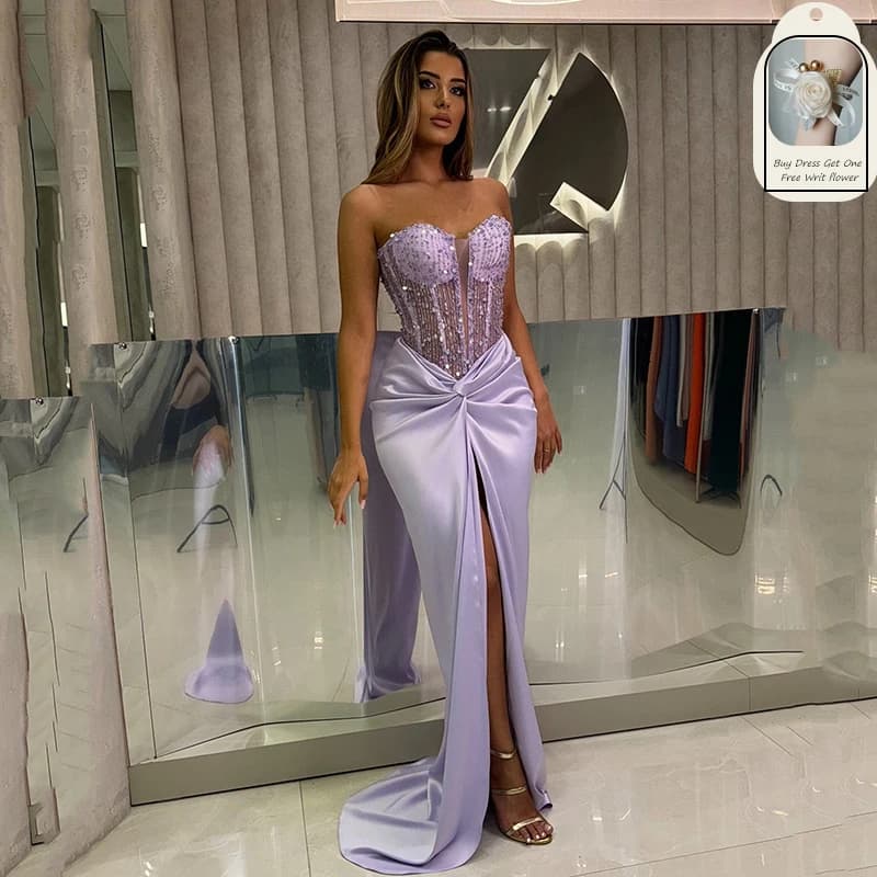 Thinyfull Sexy Mermaid Prom Evening Dresses Sweetheart Sequines Split Party Dress Women Night Cocktail Prom Gowns Custom Size
