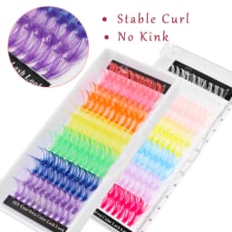 120pcs Colorful DIY Cluster Individual Lashes 6 Colors Mixed Super Fulffy 40D Cosplay Hand Woven Premium Synthetic Eyelashes