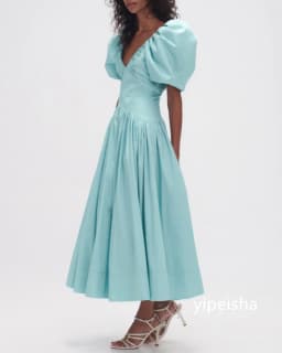 Customized Matching Jersey A-line V-neck Midi Dresses Prom Dresses Classic Exquisite Modern Style Pastrol Unisex Chinese Style