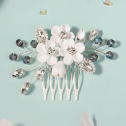 White Soft Ceramic Flower Women's Hair Comb Pearl Rhinestone Daily Hair Clip Wedding Party Bridal Jewelry Headdress