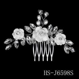 White Soft Ceramic Flower Women's Hair Comb Pearl Rhinestone Daily Hair Clip Wedding Party Bridal Jewelry Headdress