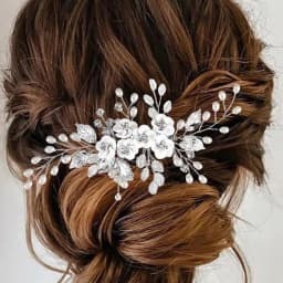White Soft Ceramic Flower Women's Hair Comb Pearl Rhinestone Daily Hair Clip Wedding Party Bridal Jewelry Headdress