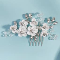White Soft Ceramic Flower Women's Hair Comb Pearl Rhinestone Daily Hair Clip Wedding Party Bridal Jewelry Headdress