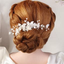 White Soft Ceramic Flower Women's Hair Comb Pearl Rhinestone Daily Hair Clip Wedding Party Bridal Jewelry Headdress
