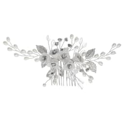 White Soft Ceramic Flower Women's Hair Comb Pearl Rhinestone Daily Hair Clip Wedding Party Bridal Jewelry Headdress