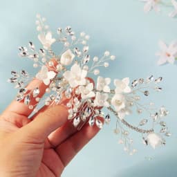 White Soft Ceramic Flower Women's Hair Comb Pearl Rhinestone Daily Hair Clip Wedding Party Bridal Jewelry Headdress