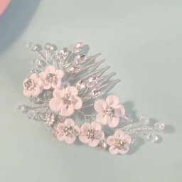White Soft Ceramic Flower Women's Hair Comb Pearl Rhinestone Daily Hair Clip Wedding Party Bridal Jewelry Headdress