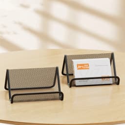 Black Metal Mesh Business Card Holder Desktop Business Card Display Stand Box Office Cards Holder Desk Shelf Storage Organizer
