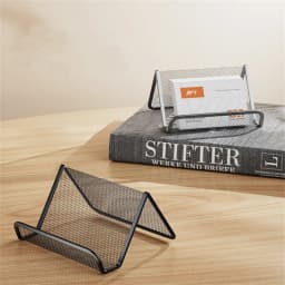 Black Metal Mesh Business Card Holder Desktop Business Card Display Stand Box Office Cards Holder Desk Shelf Storage Organizer