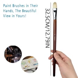 Professional Hog Bristle Filbert Oil Paint Brushes Set, 7pcs Long Wooden Handle Natural Chungking Hog for Oil Acrylic Painting