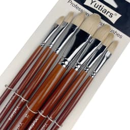Professional Hog Bristle Filbert Oil Paint Brushes Set, 7pcs Long Wooden Handle Natural Chungking Hog for Oil Acrylic Painting