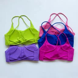 Solid Color Support Women Fitness Bra Yoga Vest Gym Sport Top Hollow Back Push With Chest Pad Four Shoulder Straps Cross-Back