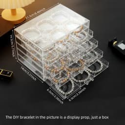 DIY bracelet case, earring case large 30-grid jewelry clip case, with 5 drawers, stackable earring bracelet case