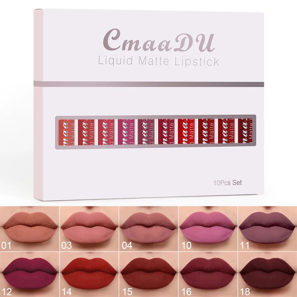 CmaaDu 6pcs/10pcs/set velvet matte durable waterproof easy color non-stick cup texture silky saturation high lip gloss