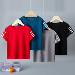 1/4 Pack Children's Summer Quick-drying Sports Short Sleeve Solid Color Joker Casual Plus Size Shirt Boys And Girls Running T-sh