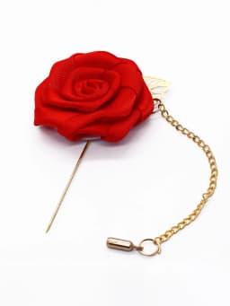 Silk Rose Gentleman's Premium Handmade Flower Lapel Pin Boutonniere Flower Boutonniere Pins for Men Wedding Groom Ball Party