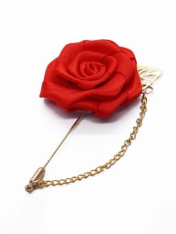 Silk Rose Gentleman's Premium Handmade Flower Lapel Pin Boutonniere Flower Boutonniere Pins for Men Wedding Groom Ball Party