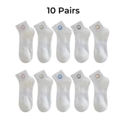 5/10/15/20 pairs Women's Simple Ins Style White Smiling Face Ankle Socks