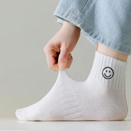 5/10/15/20 pairs Women's Simple Ins Style White Smiling Face Ankle Socks
