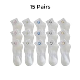 5/10/15/20 pairs Women's Simple Ins Style White Smiling Face Ankle Socks