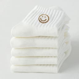 5/10/15/20 pairs Women's Simple Ins Style White Smiling Face Ankle Socks