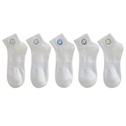 5/10/15/20 pairs Women's Simple Ins Style White Smiling Face Ankle Socks